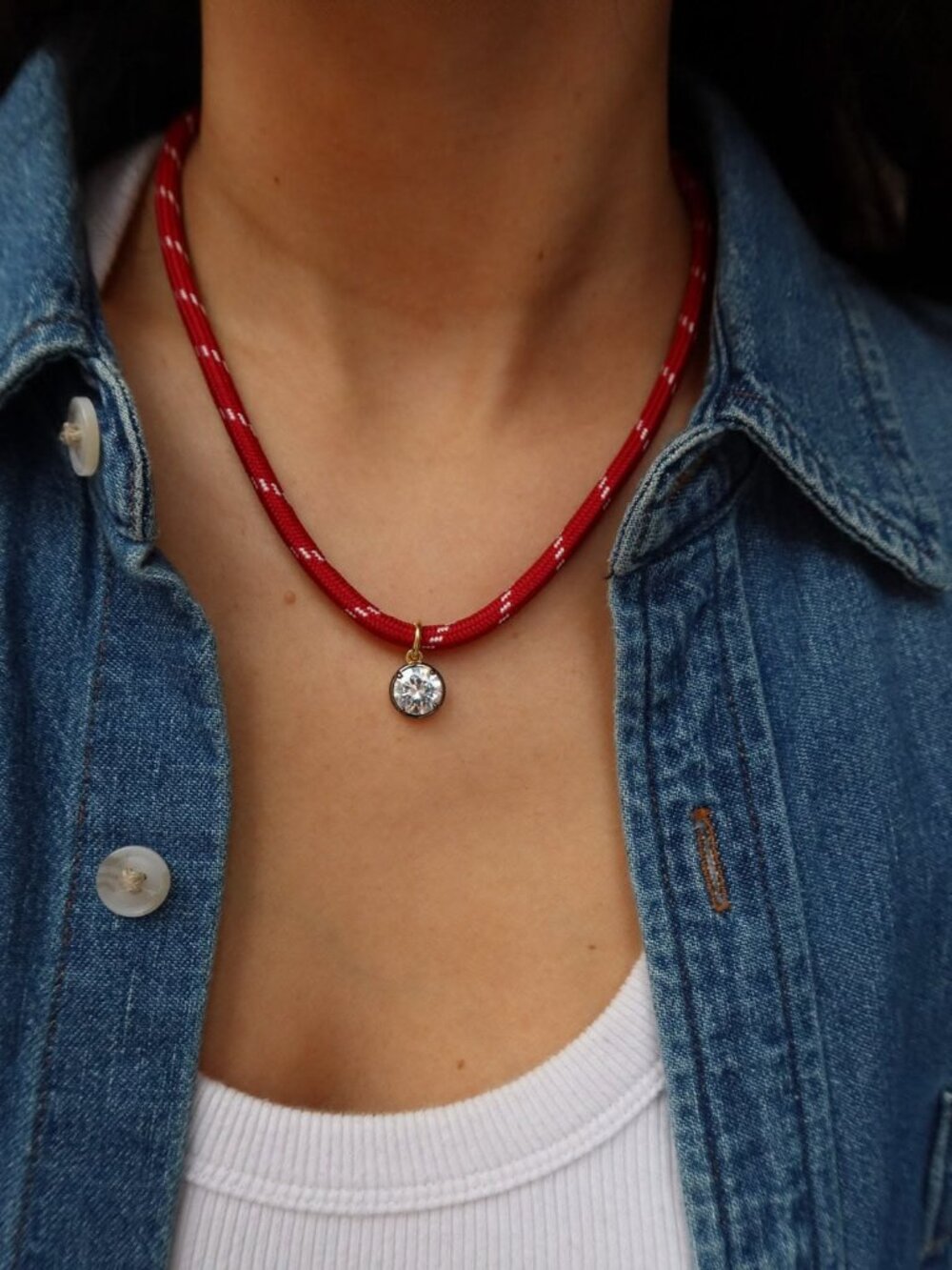 Cupcakes & Cashmere cher georgian cz pendant red paracord necklace (NWT) - Picture 5 of 6